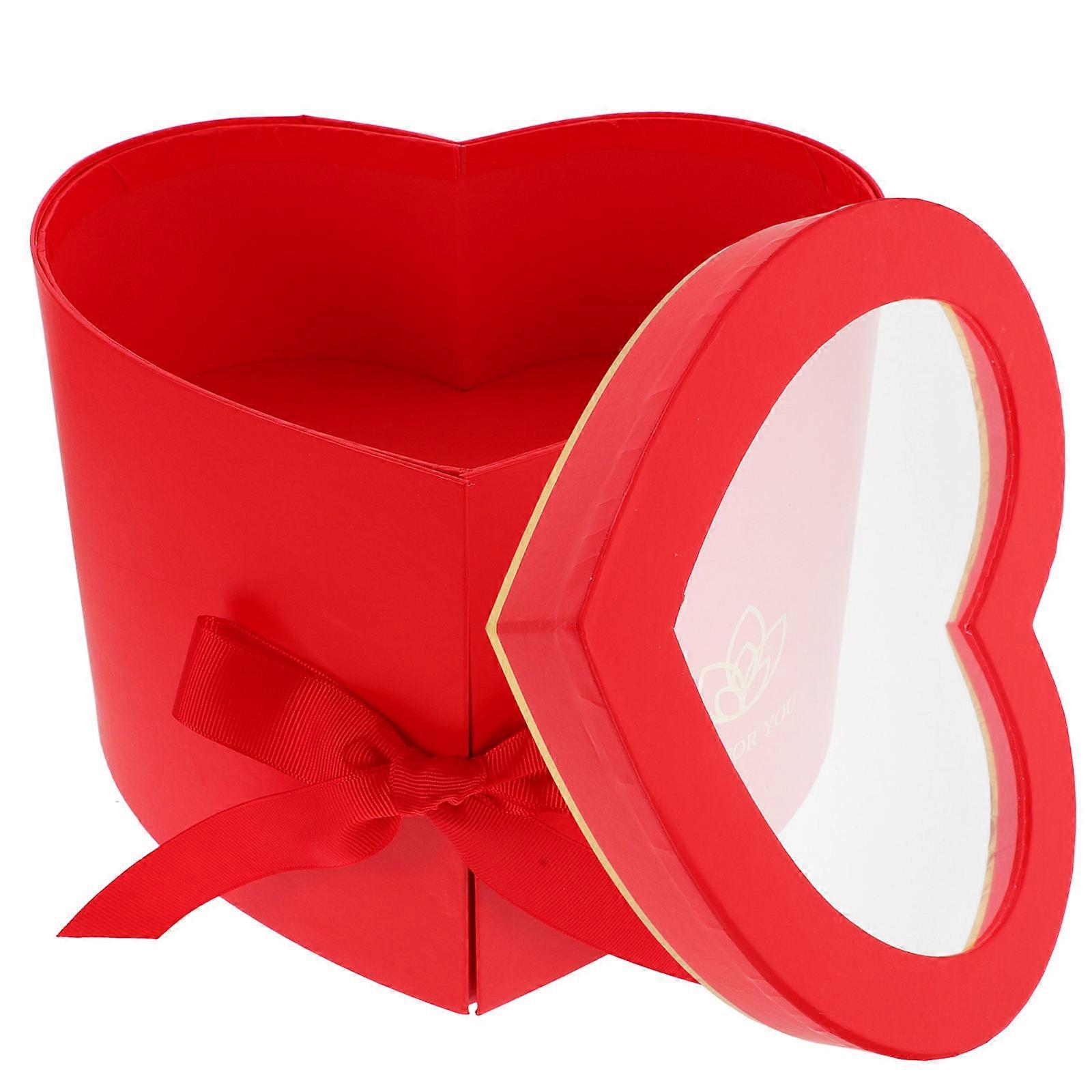 Flower Gift Box for Storage Heart Shape Double Layers Rotating Box