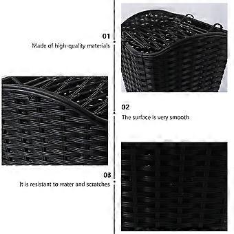 Cesta de plástico para bicicleta elétrica com estilo vime trançado, 1 peça.
