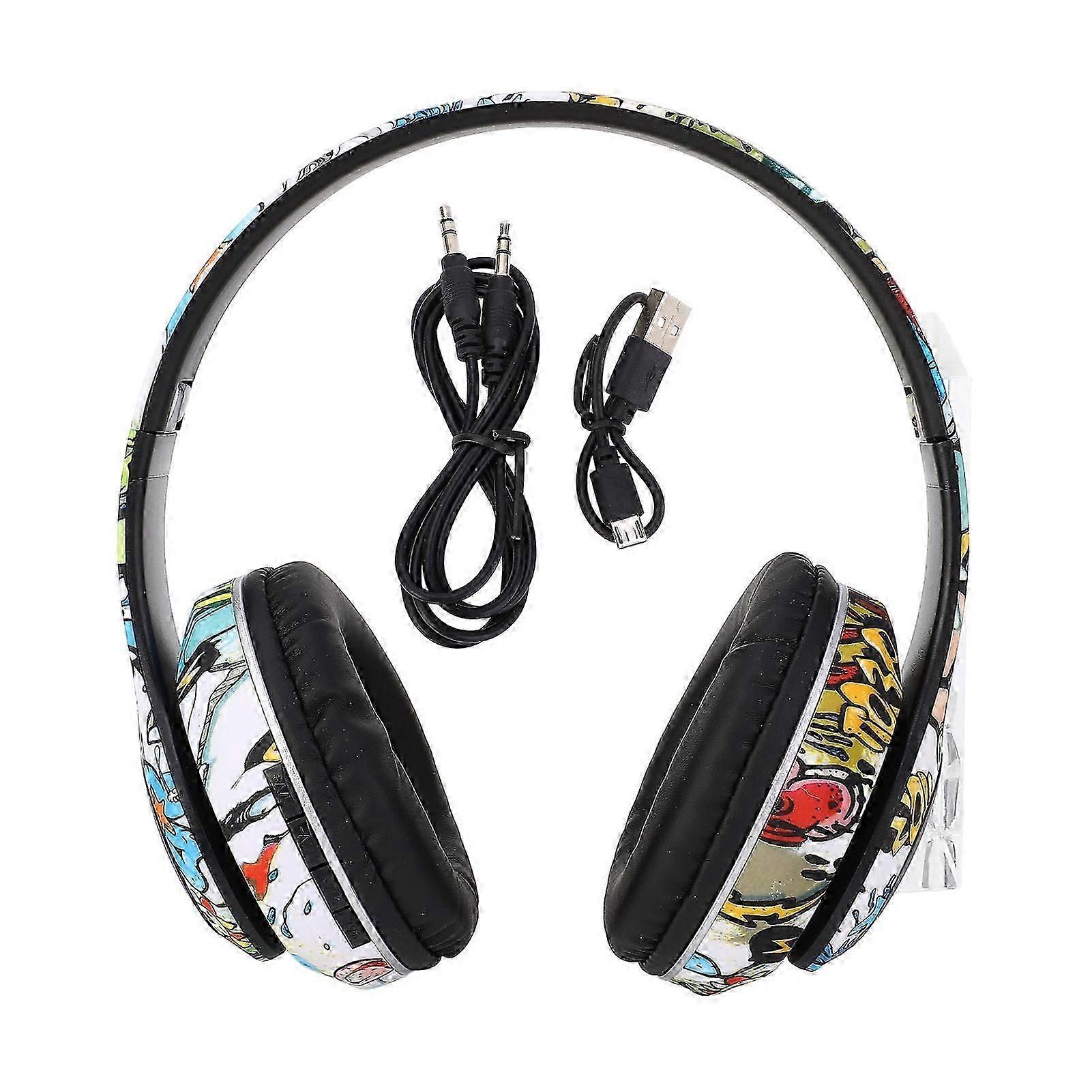 Wireless Bluetooth headset, multifunctional noise reduction, deep bass, innovative graffiti design, Bluetooth headset