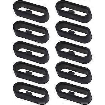 10pcs Wristwatch Strap Loop, Compatible With Garmin Vivoactive 3 & Music Secure Silicone Ring - (black)