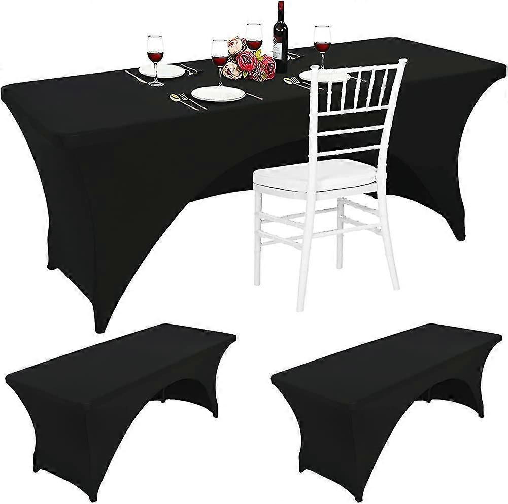 2 Packs Spandex Tablecloth 6ft Polyester Fitted Rectangular Table Cloth  Gift
