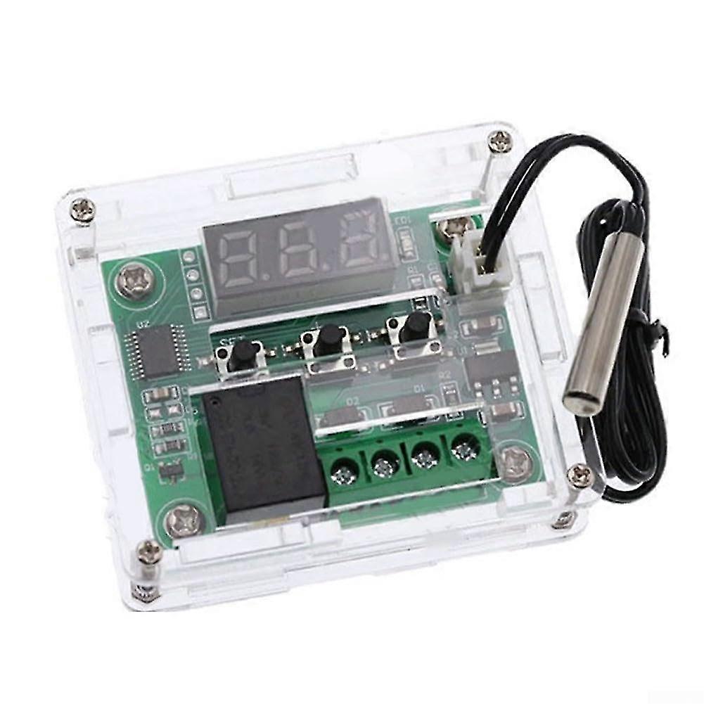 W1209 Digital Temperature Controller 12V with Sensor and Protective Case, Wide Range LED Display