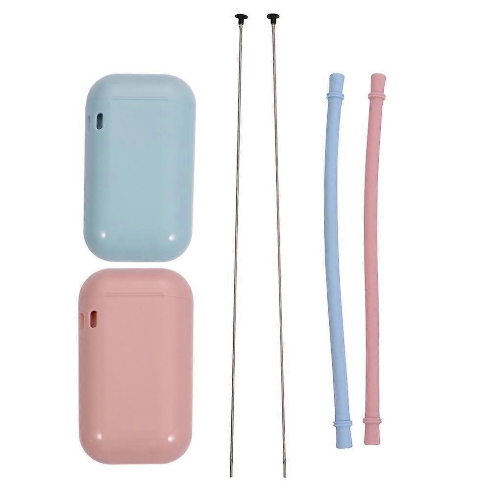 Reusable Straw Portable Silicone Straws for Drinking 2Pcs Foldable Cocktail