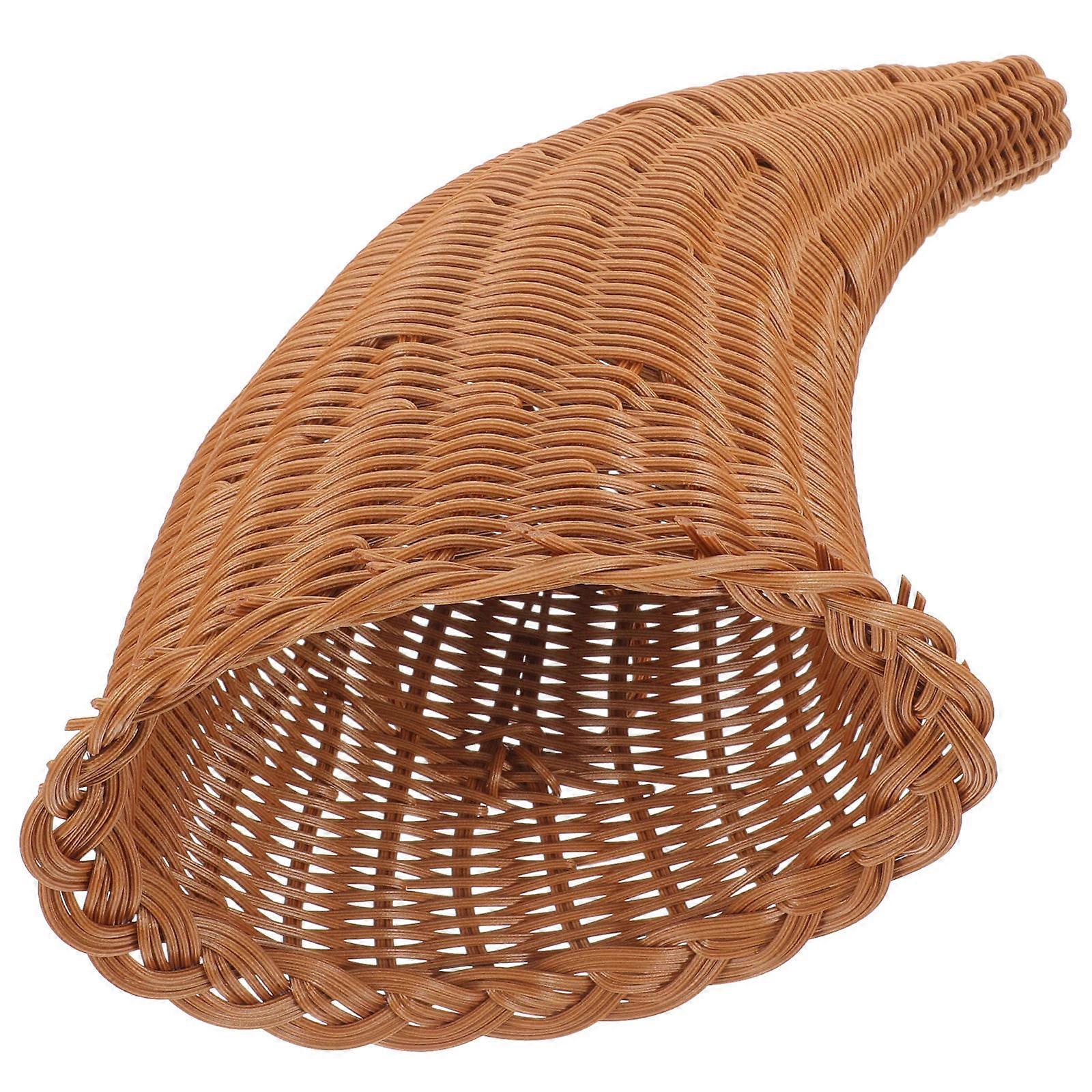 Khaki Cornucopia mand als tafeldecoratie.