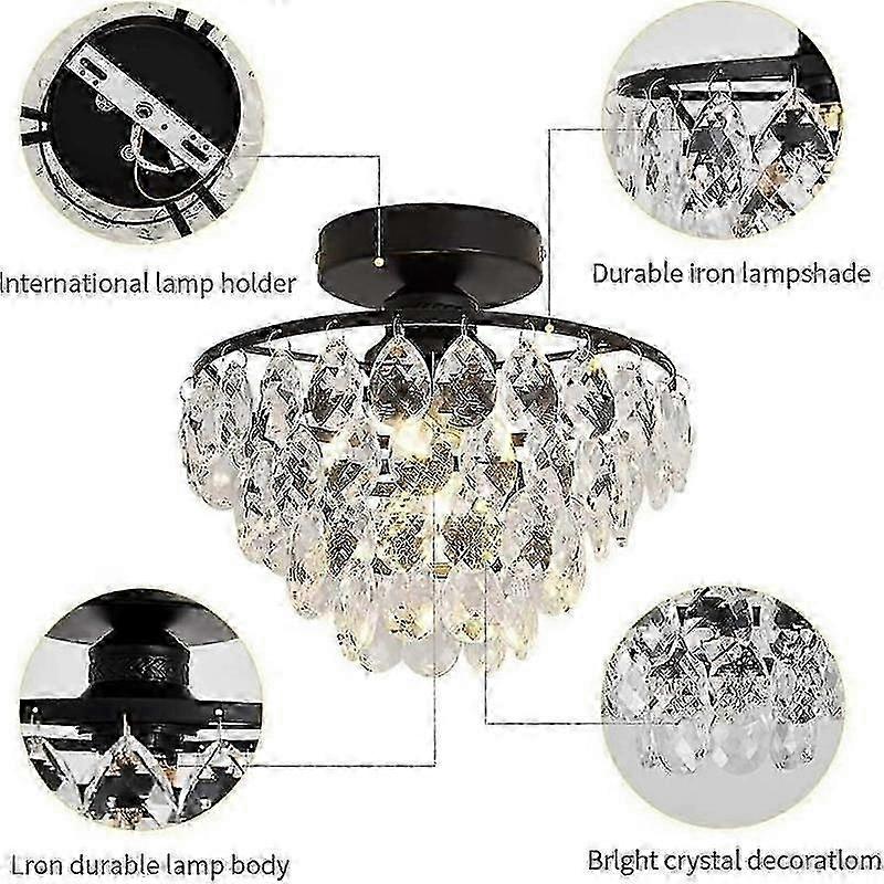 Small Crystal Semi Flush Chandelier