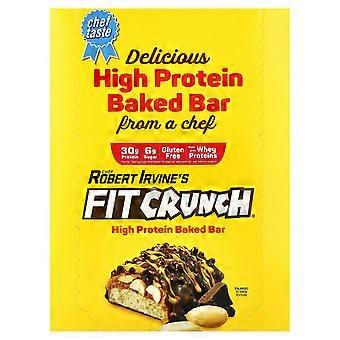 FITCRUNCH, Whey Protein Baked Bar, Peanut Butter, 12 Bars, (3.10 oz) 88 g Each