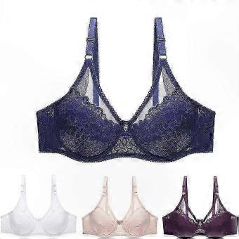Plus Size Solid Color Lace Bra for Women – Designed for Band Sizes 75, 80, 85, 90, 95, 100 & C/D Cup Fits