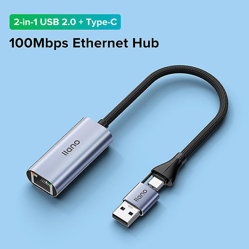 Rj45 Ethernet Adapter With Usb Hub And Gigabit Ethernet Port 1000mbps【type-c + Usb 3.0 2-in-1 Dual Interface / With Type C Power Supply Interface】
