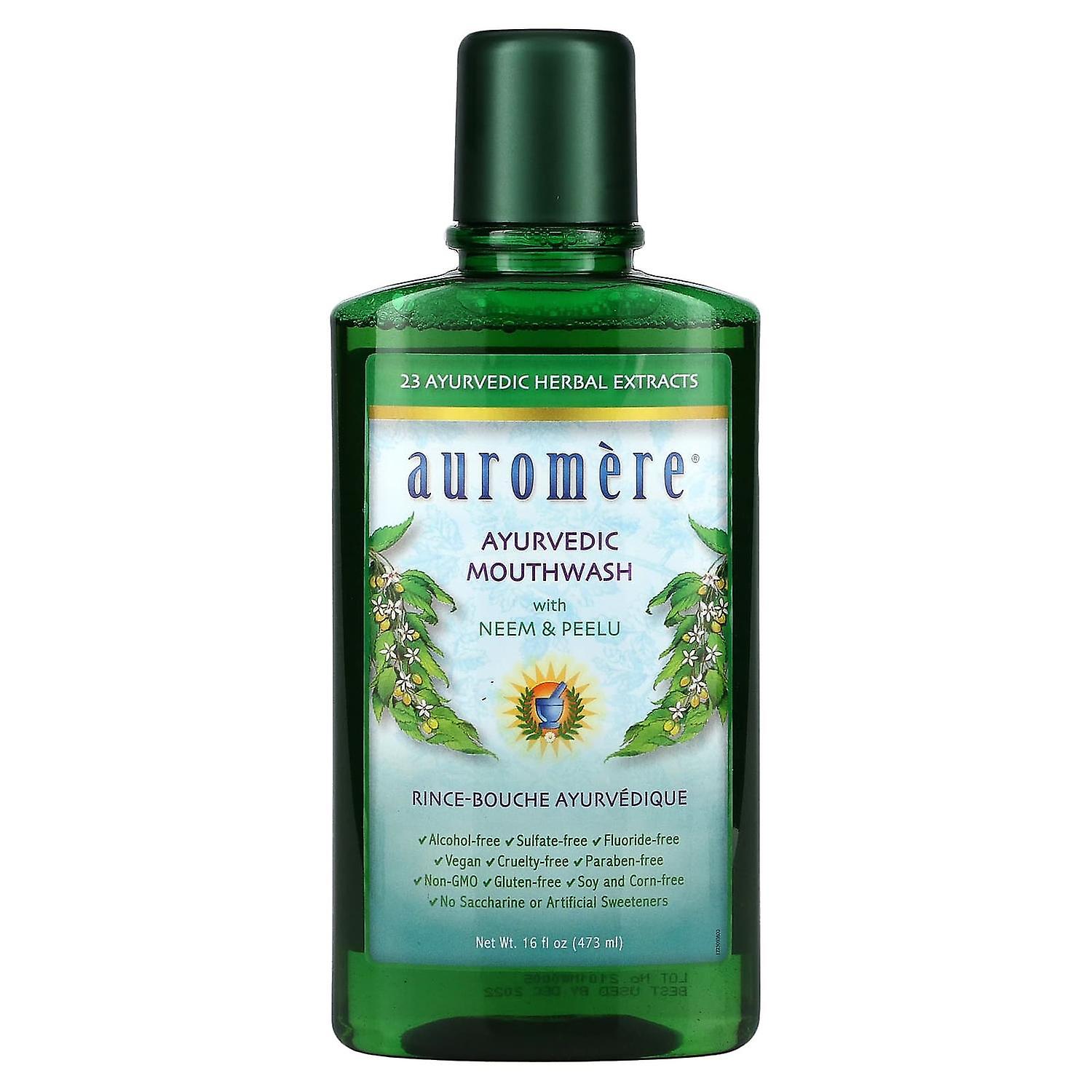 オーロメア、アーユルヴェーダうがい薬 ニーム&ピール付き、16オンス(473 ml)