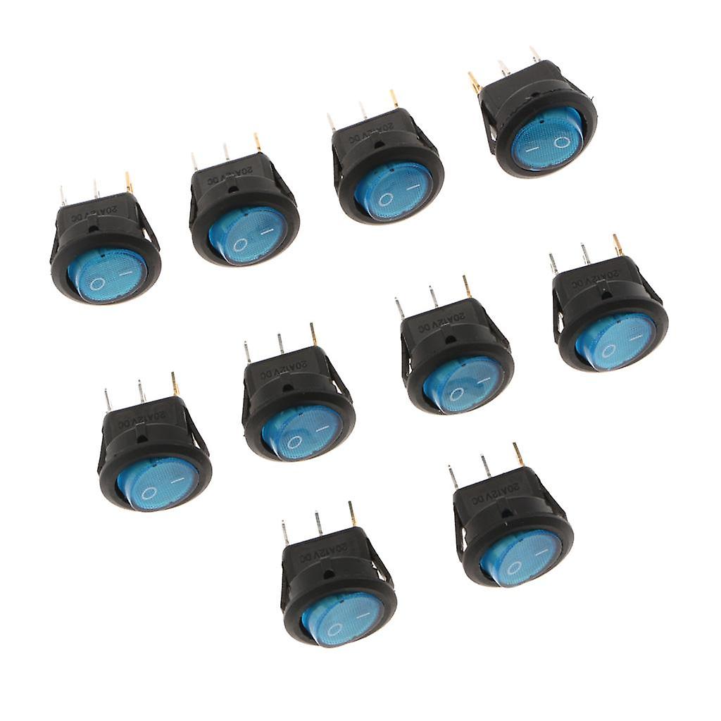 10 pcs Round Rocker Switch,On/Off Rocker Press Button 12V LED Toggle Blue