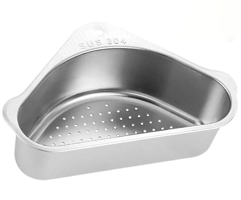 Sink Drain Shelf Triangle Filter Strainers Basket For Kitchen (1pc, Silver)