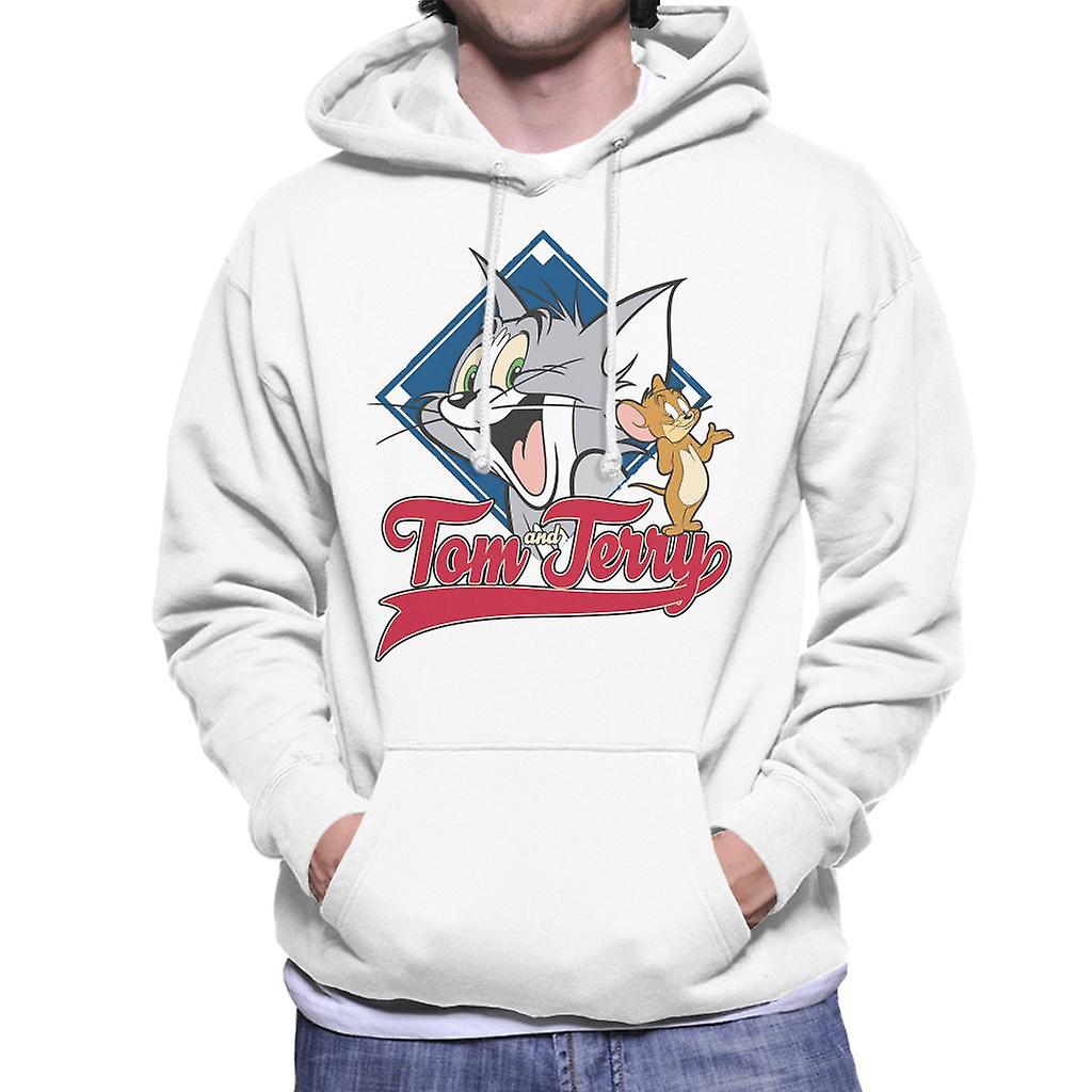 Tom e Jerry clássico beisebol campo logo homens moletom com capuz