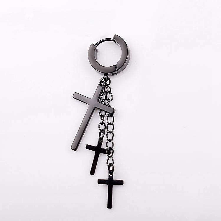 Women earring girl stud ear Drop Rinhoo 1 Pc Punk Gothic Tassel Cross Stainless Steel Round Drop Men