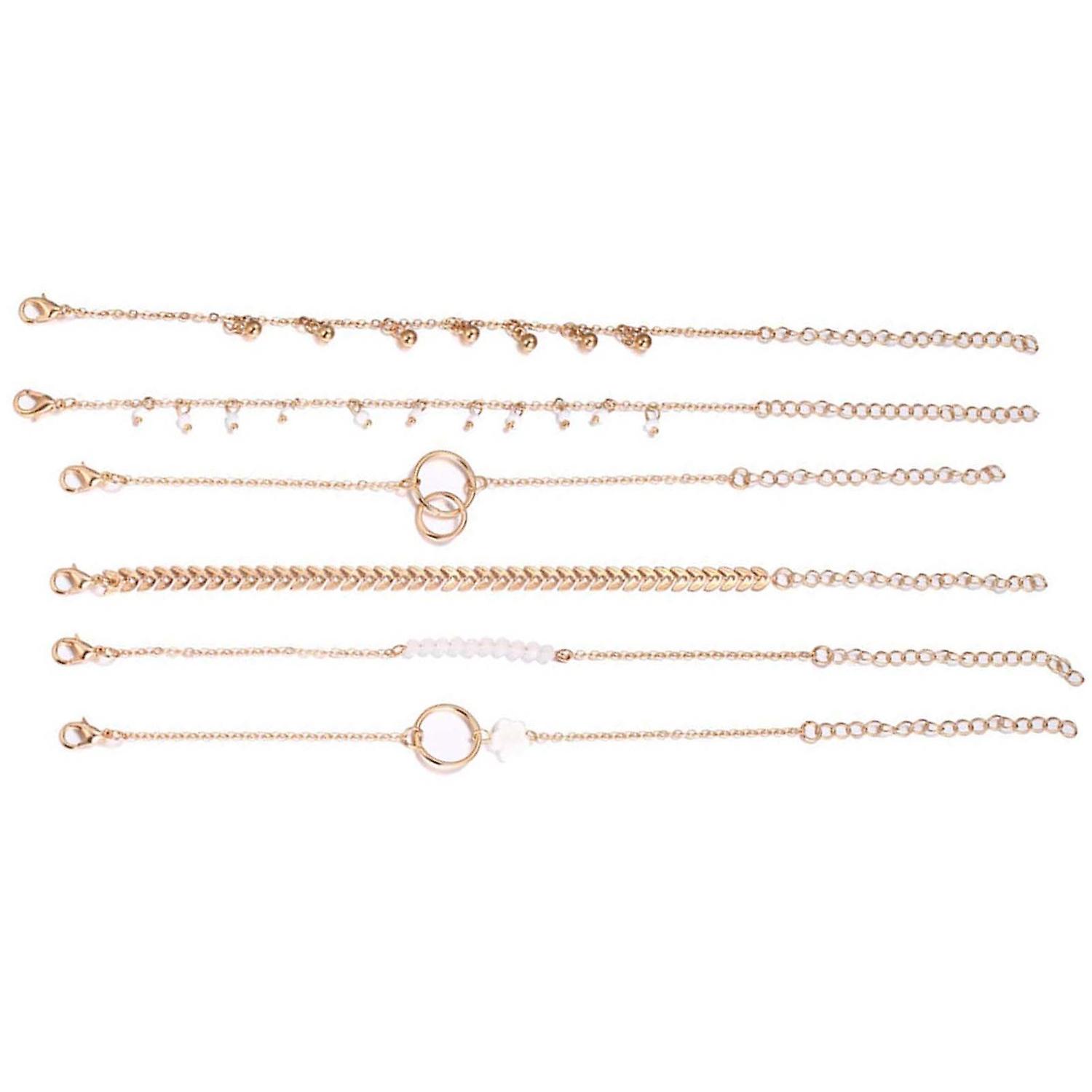 6Pcs Women Bracelets Stackable Circle Jewelry Adjustable Bright Luster Bracelets