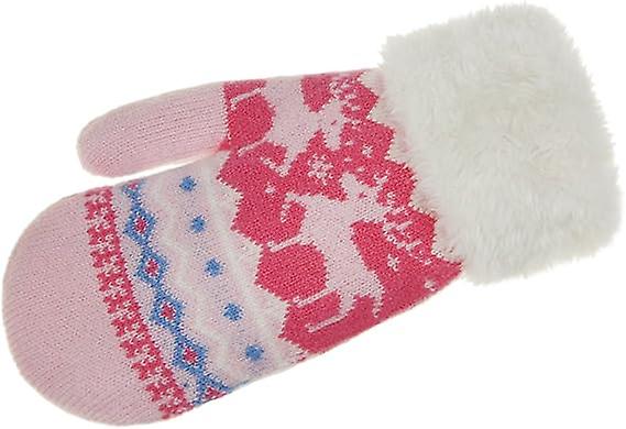 Toddler Kids Mittens with String Winter Warm Stretch Knitted Full F
