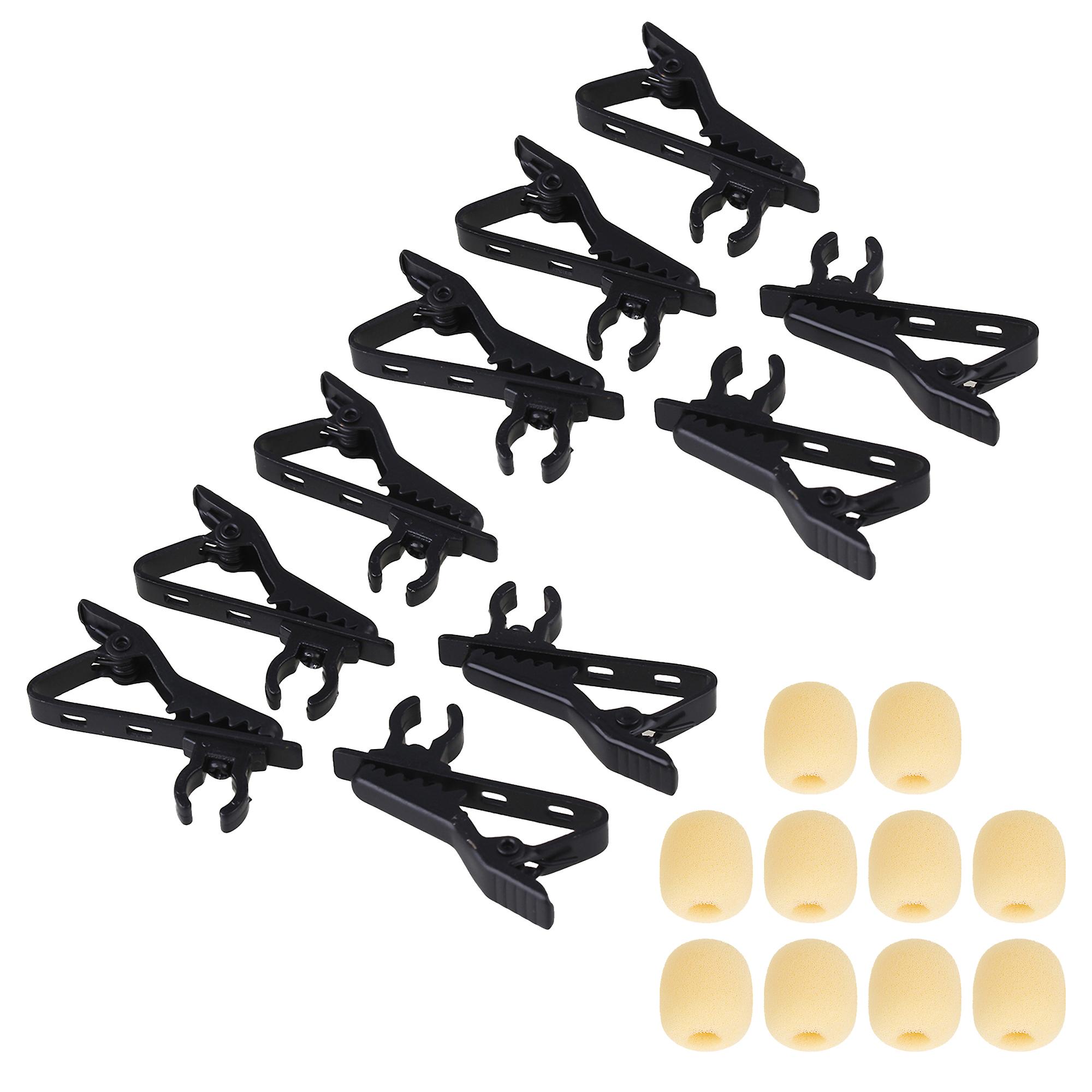 10 Pieces Metal Tie Clip with Mini Windscreen Cover Set for Microphone