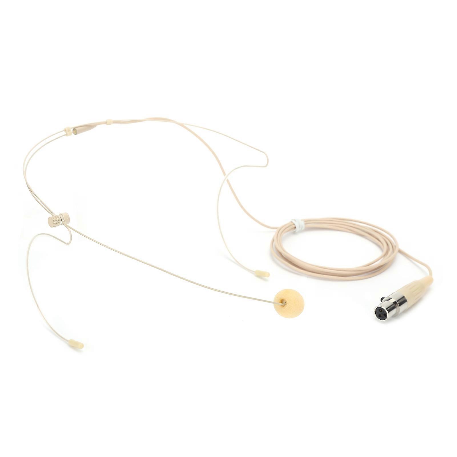 Beige 3-Pin Condenser Headset Microphone for Bodypack Transmitter
