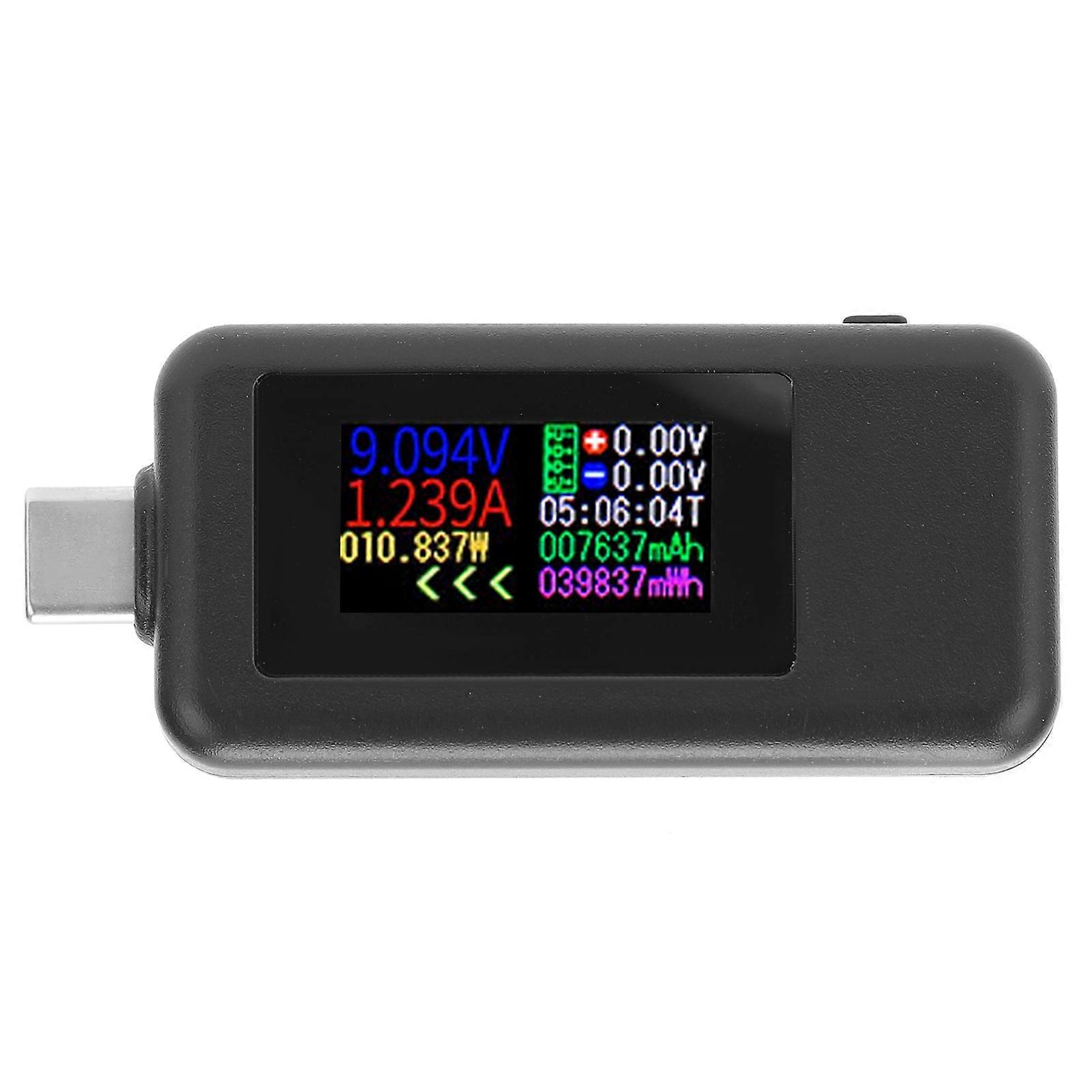 USB C Power Tester Voltage Current Meter 2 in 1 Voltmeter Ammeter with Color Screen DC 4-30V Digital USB Tester for Charging Equipment