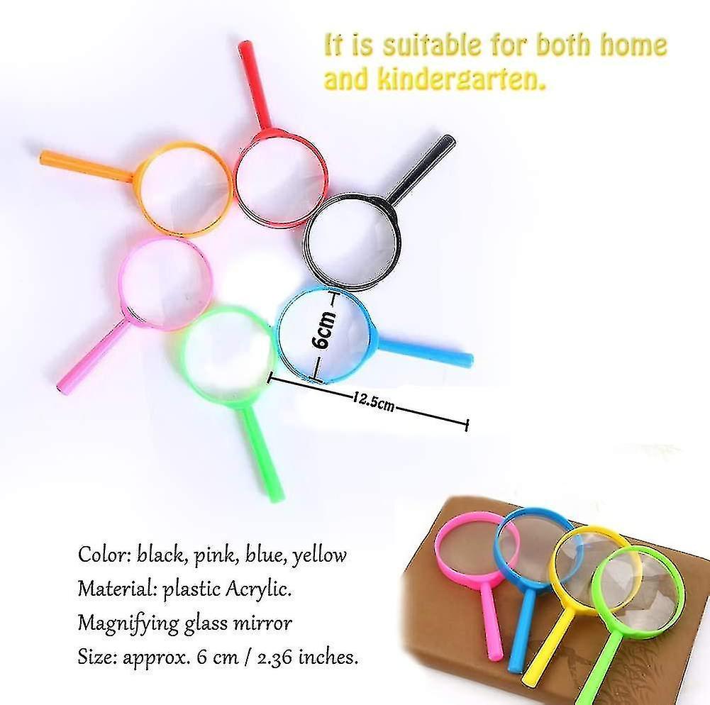 Magnifying Glass 12 Pcs Plastic Magnifying Glasses Reading Aid Kids Handheld Magnifier Toy 4x Lens E