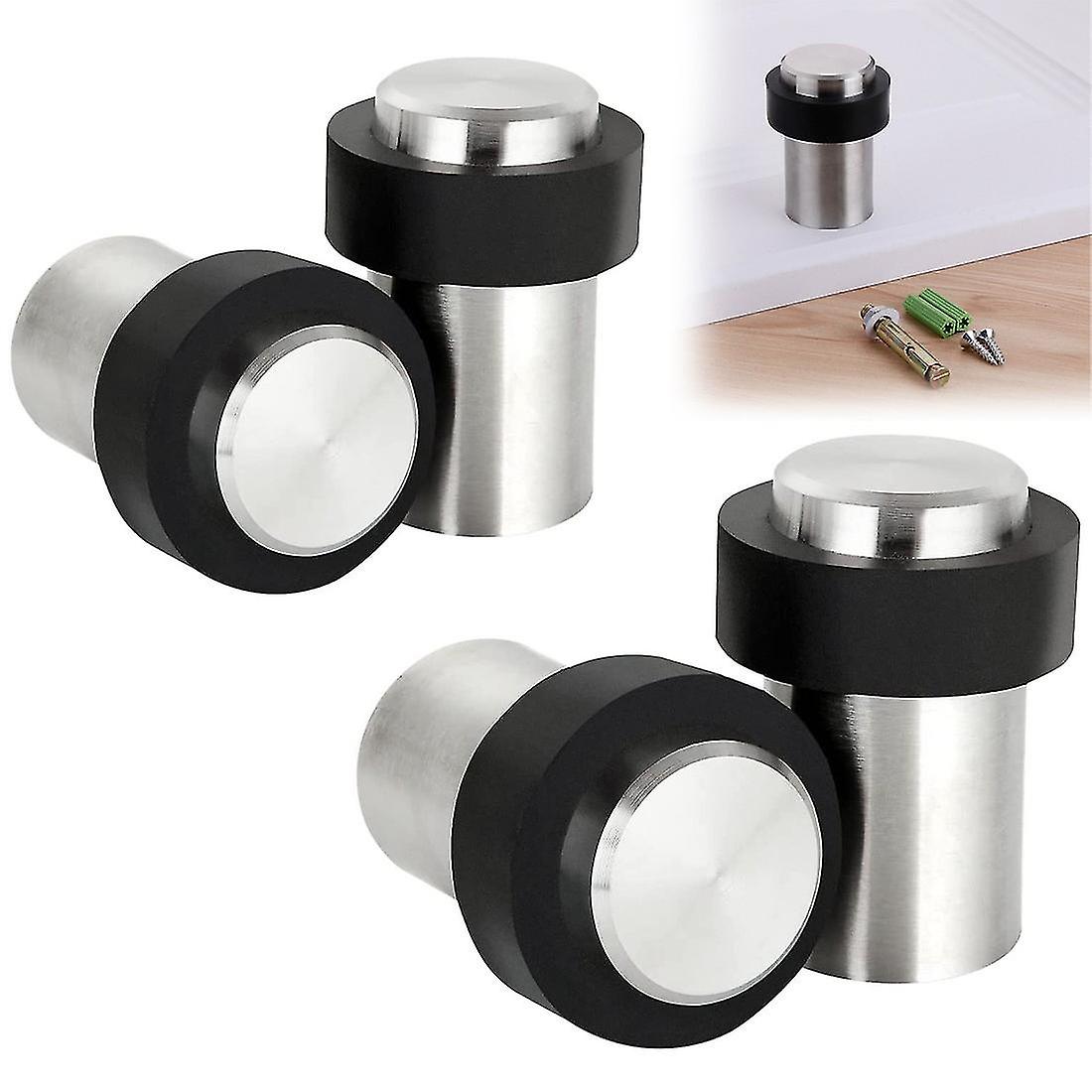 سدادات باب سوداء 60 مم ، توقف باب مثبت على الأرض من الفولاذ المقاوم للصدأ ، سدادة باب شديدة التحمل لتركيب الأرضية ، 4 قطع D-