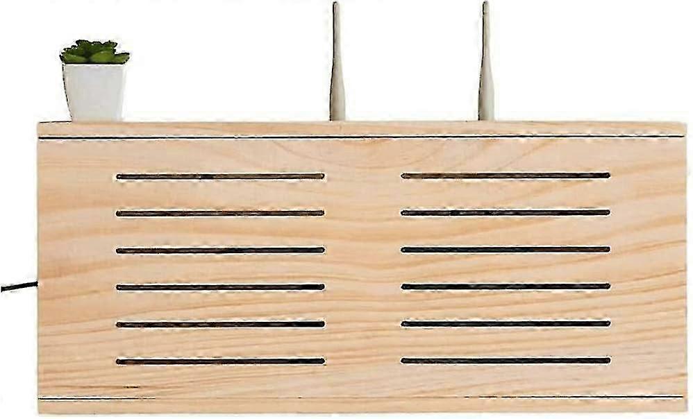 Large Capacity Wood Router Hider Box - Cable Storage Organizer Shielding Box Set-top Box Shelf for T