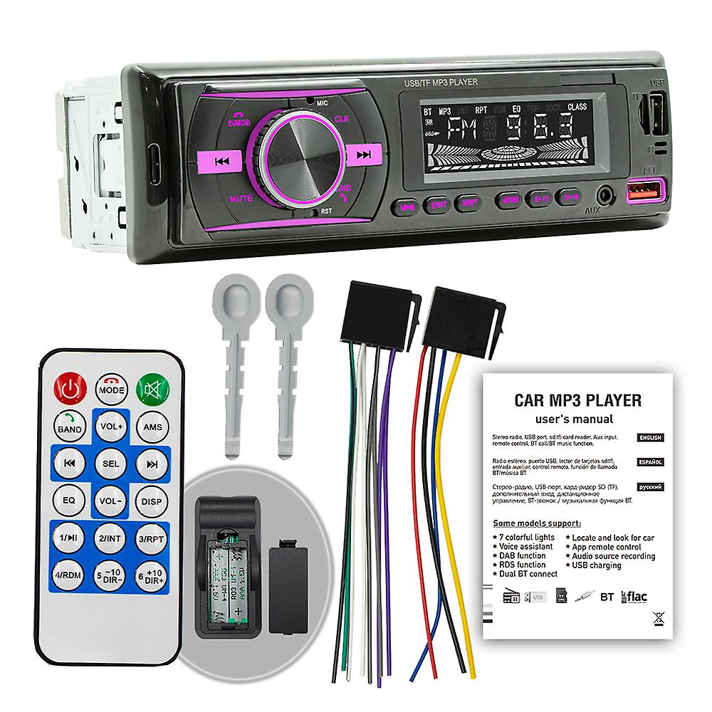 Car Mp3 Player Bt Stereo Receiver Fm Radio Hands-free Calling U-disk/tf Card/aux-in Player Support App Find Car/voice Assistant