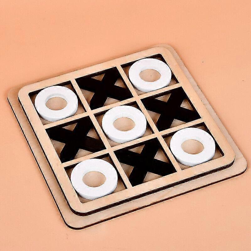 Wooden Xo Tic-tac-toe Toy Two-player Interactive Tabletop Game