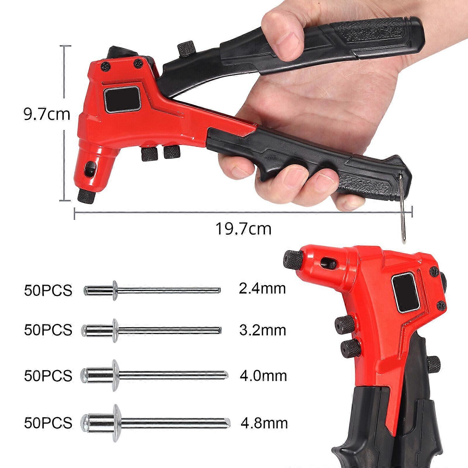 Professional Pop Rivet Gun with 200 Rivets Hand Riveter Repair Tools Riveter Set