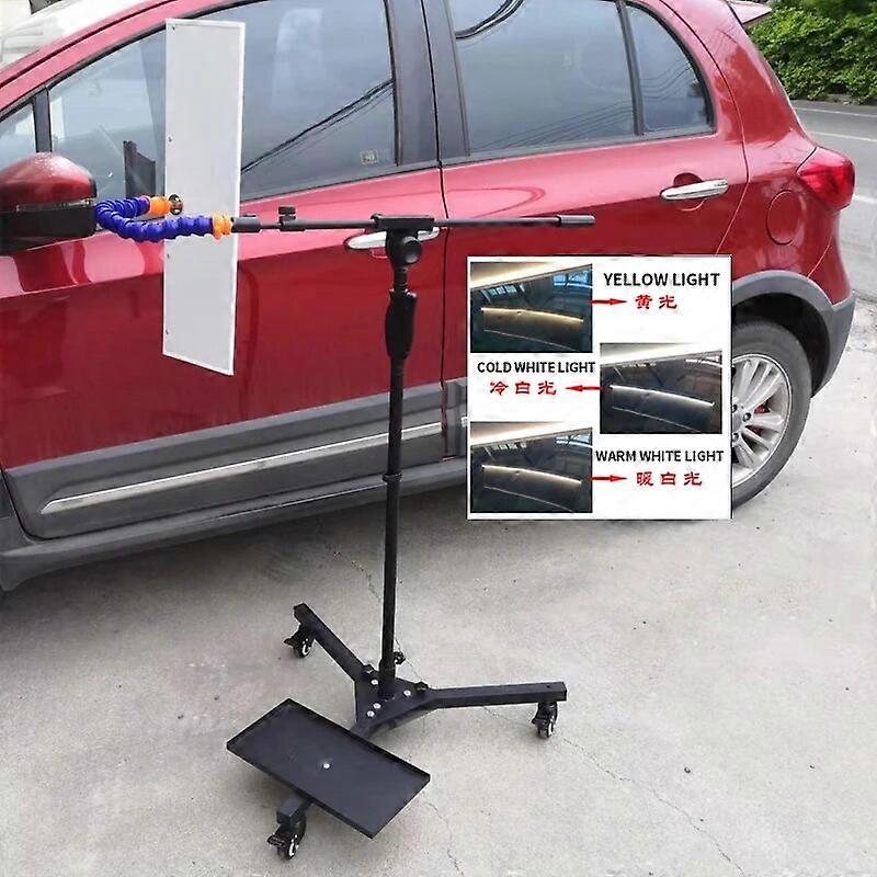 Car dent repair tool, mobile floor stand with wheels, universal joint tube, three~color adjustable headlight pit detection UNKU65078