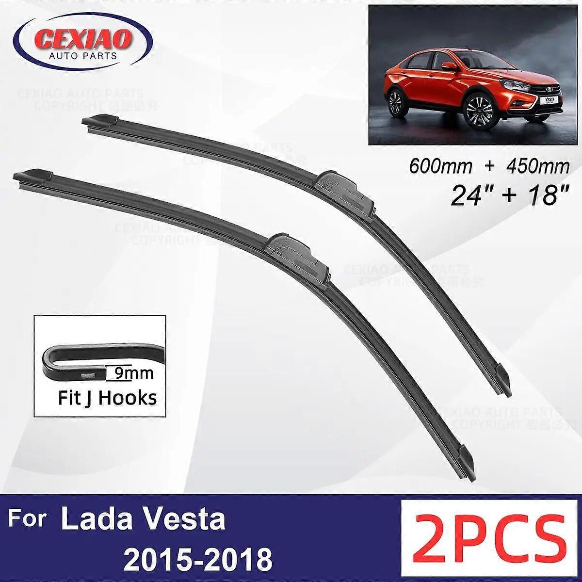 Car Wiper For Lada Vesta 2015~2018 Front Wiper Blades Soft Rubber Windscreen Wipers Auto Windshield 24" 18" 600mm + 450mm FN9U7048