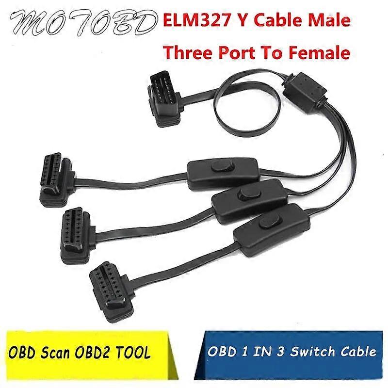 Auto Diagnostic Scanner Tool OBD 2 Splitter Extension 1 to 3 with Switch Y Cable Male Three Port To Female for ObdTooL ELM327 ST1M279