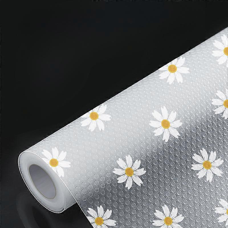 Multipurpose Daisy Design Non-Slip Plastic Shelf Liner Roll, 1 Roll - Suitable for Kitchen, Fridge, and Table Storage