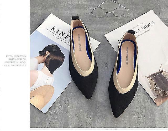 Pointed Toe flats Ladies flat Shoes Comfortable Ballet Knit De Mujer Loafers Autumn Gestante Boat Shoes Soft Bottom Women's Shoe
