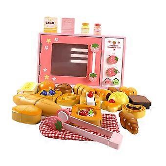 Wooden Toys Oven Playset with Bread Food Toys for Toddlers 3-8 Year Old Kids