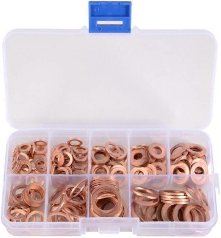 200pcs Metal Copper Flat Washers Washers Metal Washers Flat Kit Copper Seals