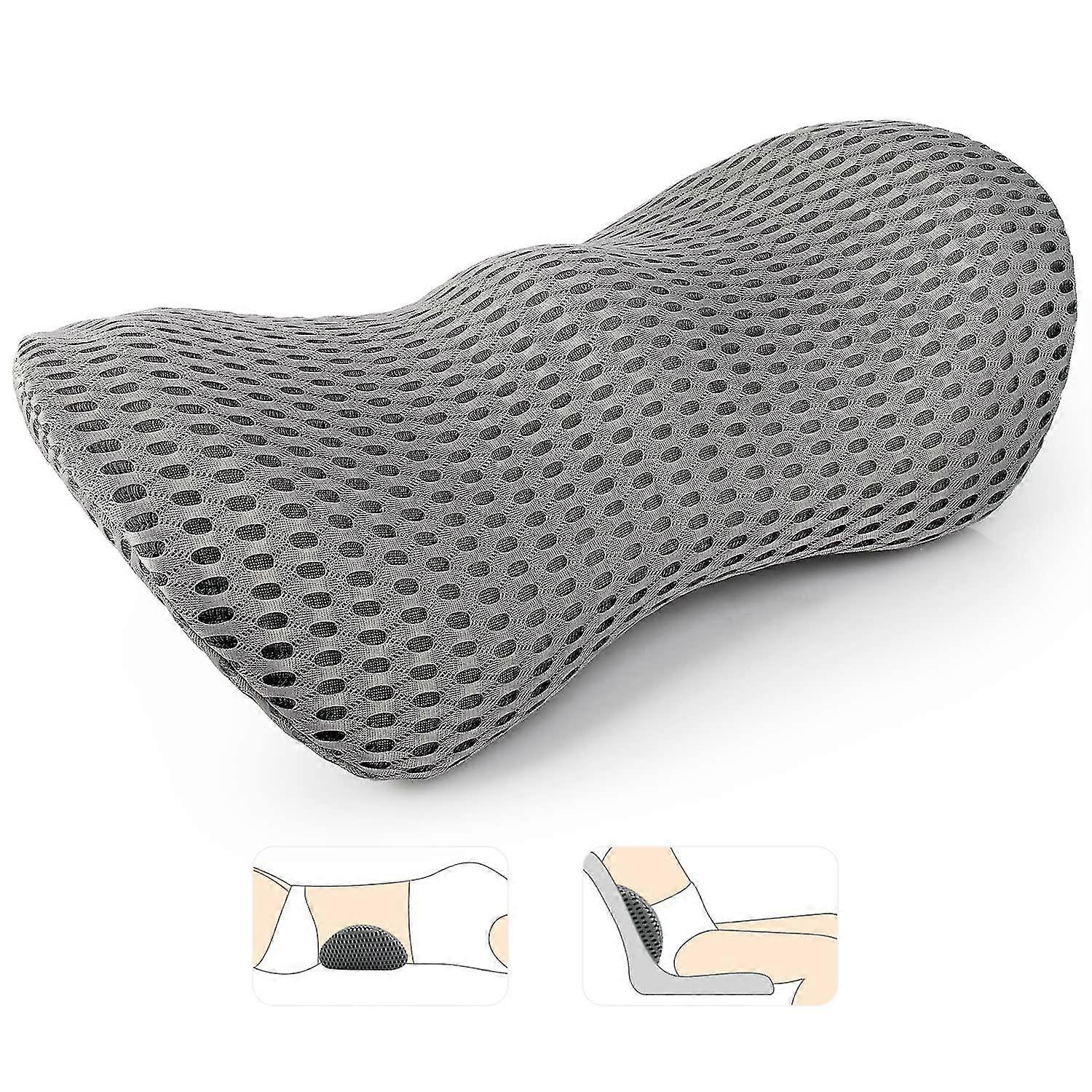 Lumbar Pillow, Lumbar Support Pillow for Office Chair and Car Seat, Memory Foam , Adjustable Back Pillow for Resting, Sleeping, Travelling(Grey)