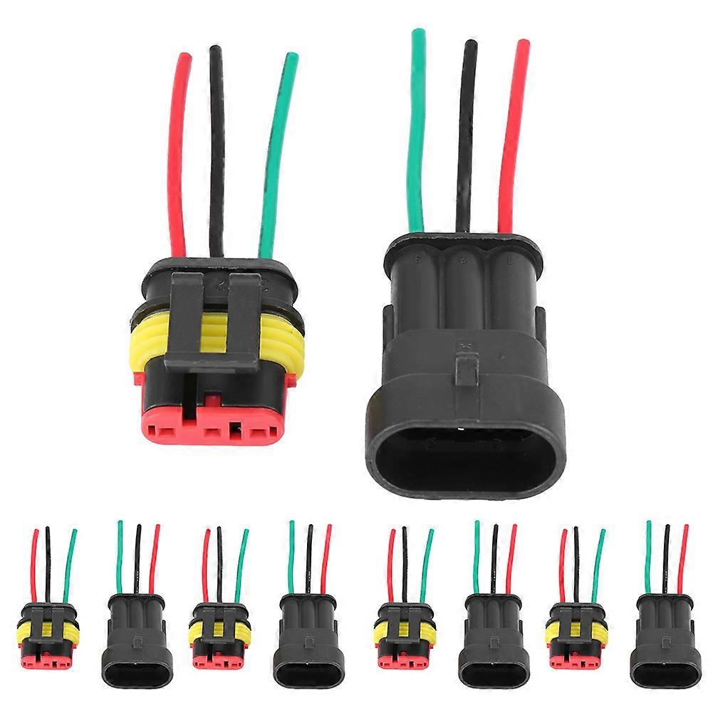 5 Sets Car 3 Pin Way Sealed Auto Waterproof Electrical Connector Plug Socket Kit