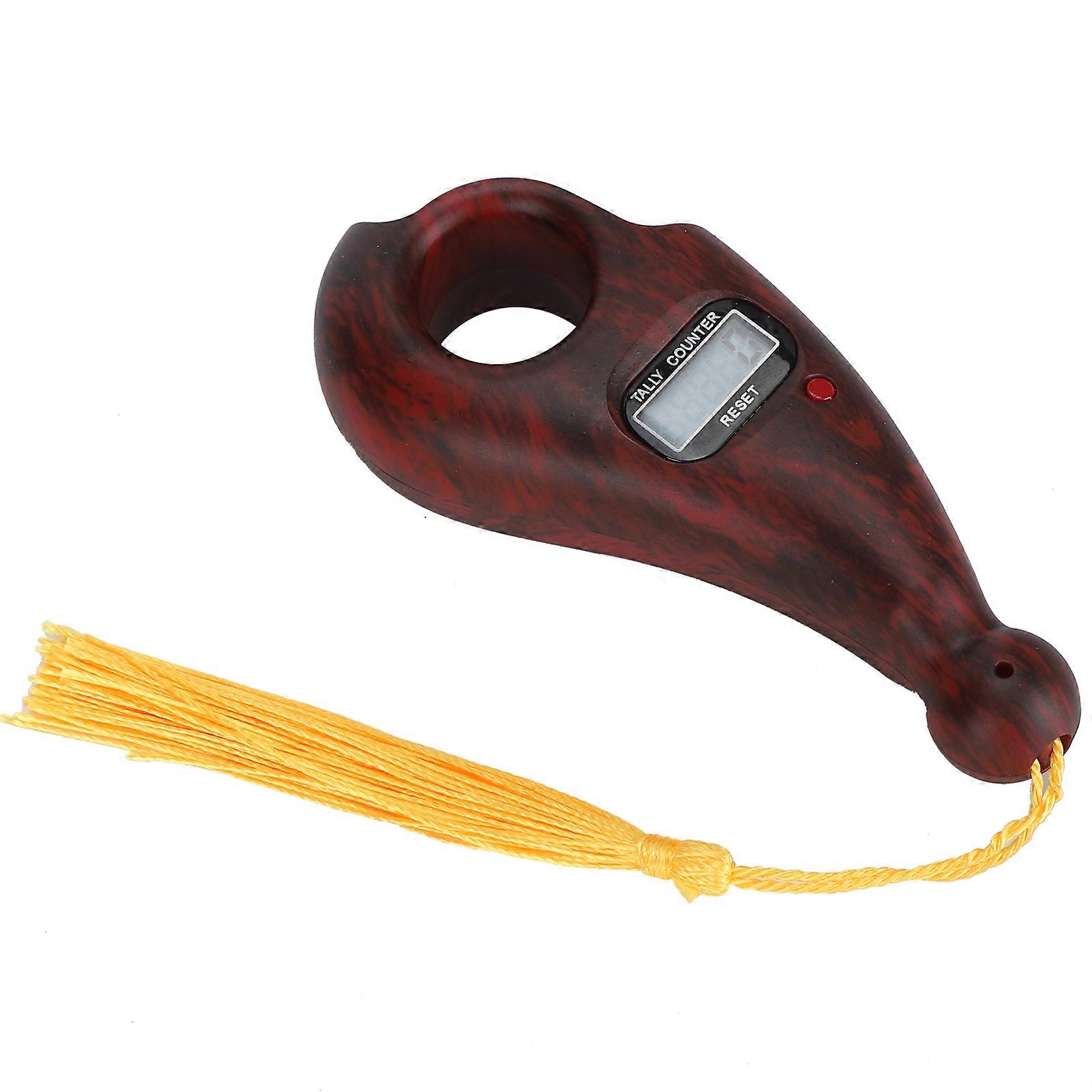 Wood Grain Digital Beads Counter Handheld Finger Beads Counter for Buddhist MeditationRedwood (Wood Grain)
