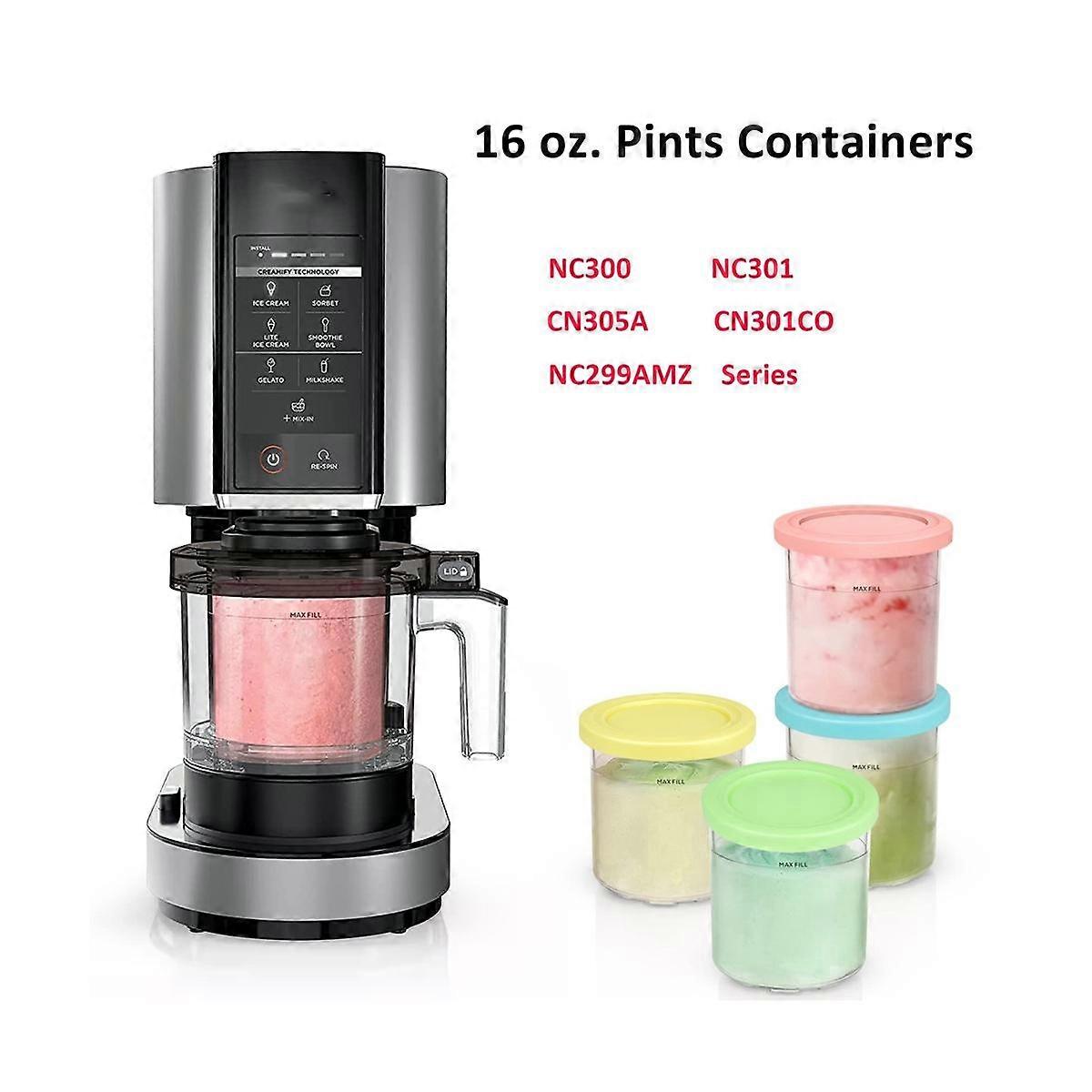 4PCS Ice Cream Pints and Lids for Ninja Creami NC301 NC300 NC299AMZ Series Ice Cream Storage Contai