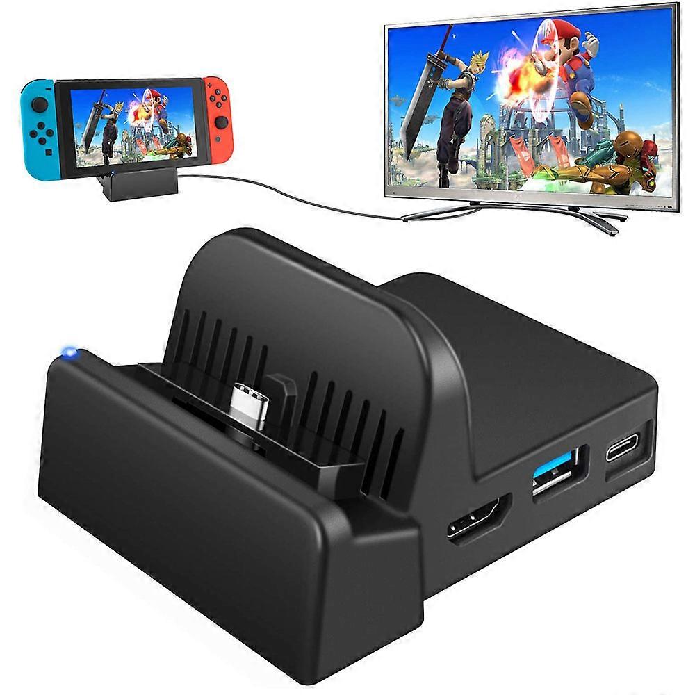 Portable Charging Stand For Switch Controller Compact Switch To Hdmi Adapter,Mini Switch Docking Station With Extra Usb 3.0 Port, Replacement Charging