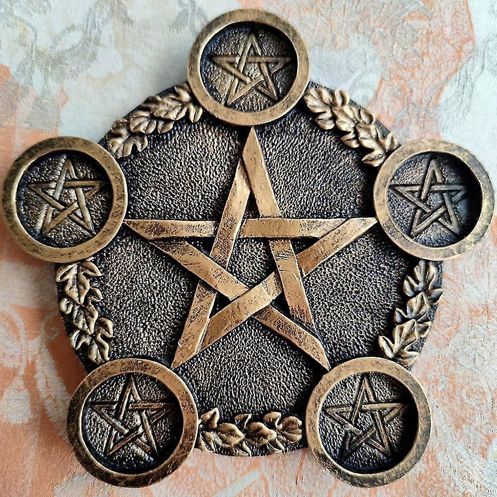 Pentagram Tealight, Astrology Resin Candlestick Table,brass