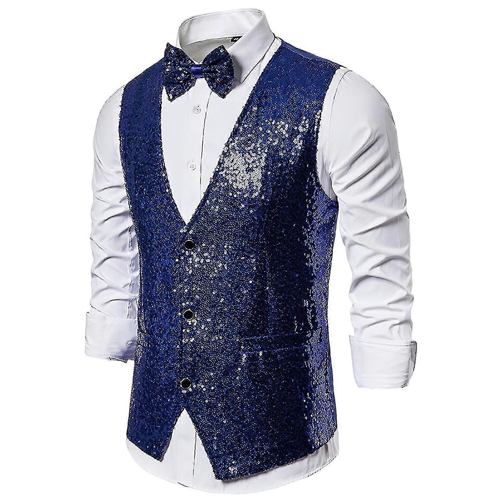 Men"s And Fash Personality Sequins Casual Vest Et