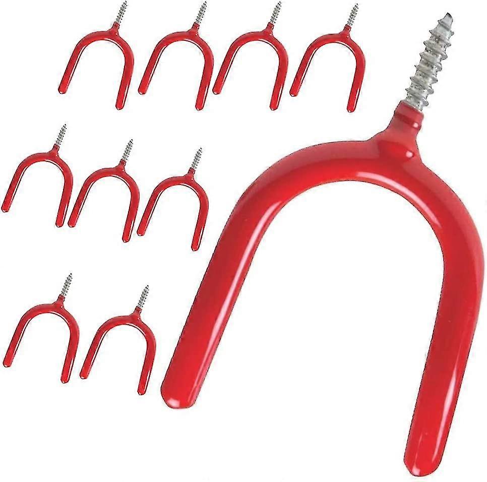 Screw-in Hook Storage Shed Utility Hook For Garage Multi-purpose Hook Set For Garden Tools Shovel Rake Red Pack Of 10