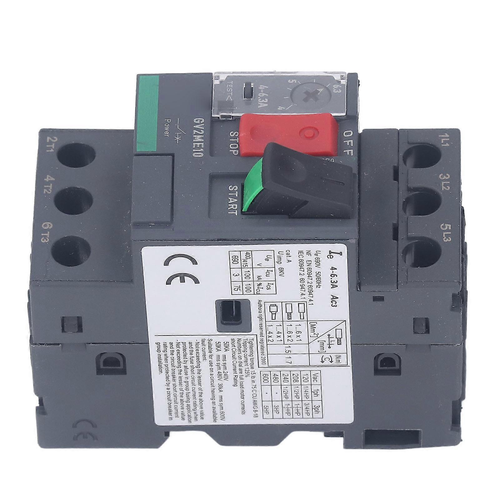 Motor Circuit Breaker Overload Protection Thermal Magnetic Manual Motor Starter Button Rail Mount AC690V GV2?ME10 4?6.3A