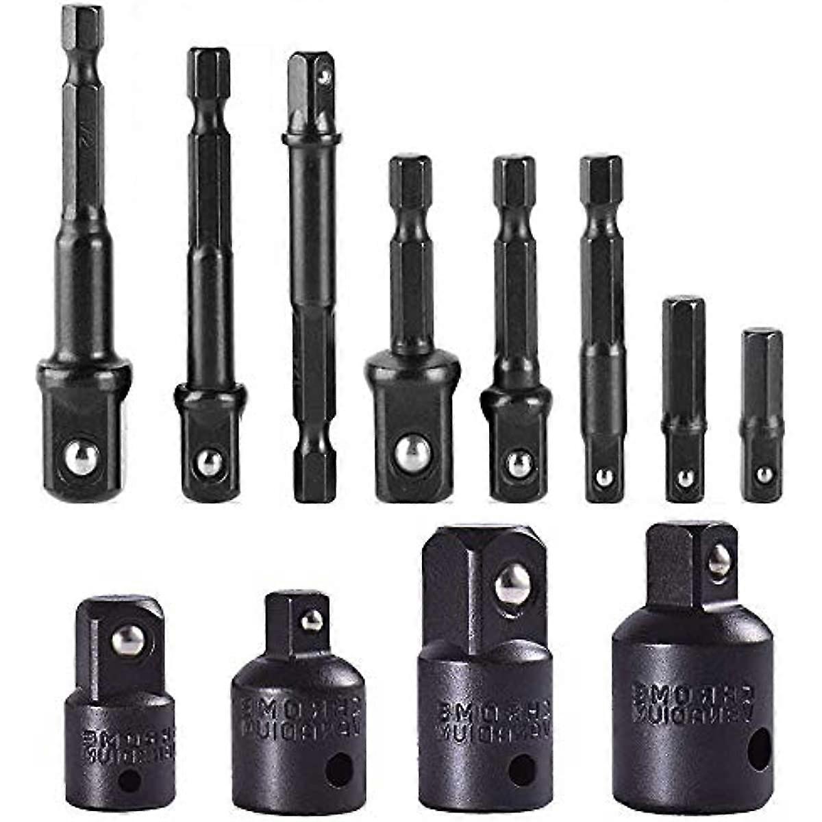 8pcs 14  38 12 Extension Socket Adapter Set and 4pcs Impact Socket Adapter and Reducer Set for Impact Driver Ratchet Docket Extentsion Conversion Tool
