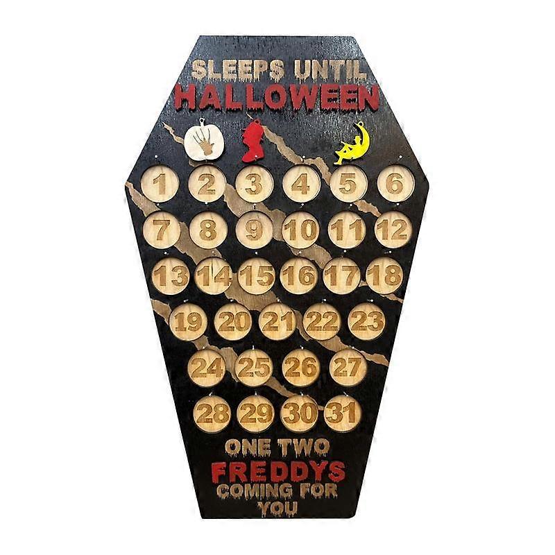 Halloween Countdown Advent Calendar Advent Coffin Shape Centerpiece With Wooden Decorations Wooden Decorations In Coffin Shape