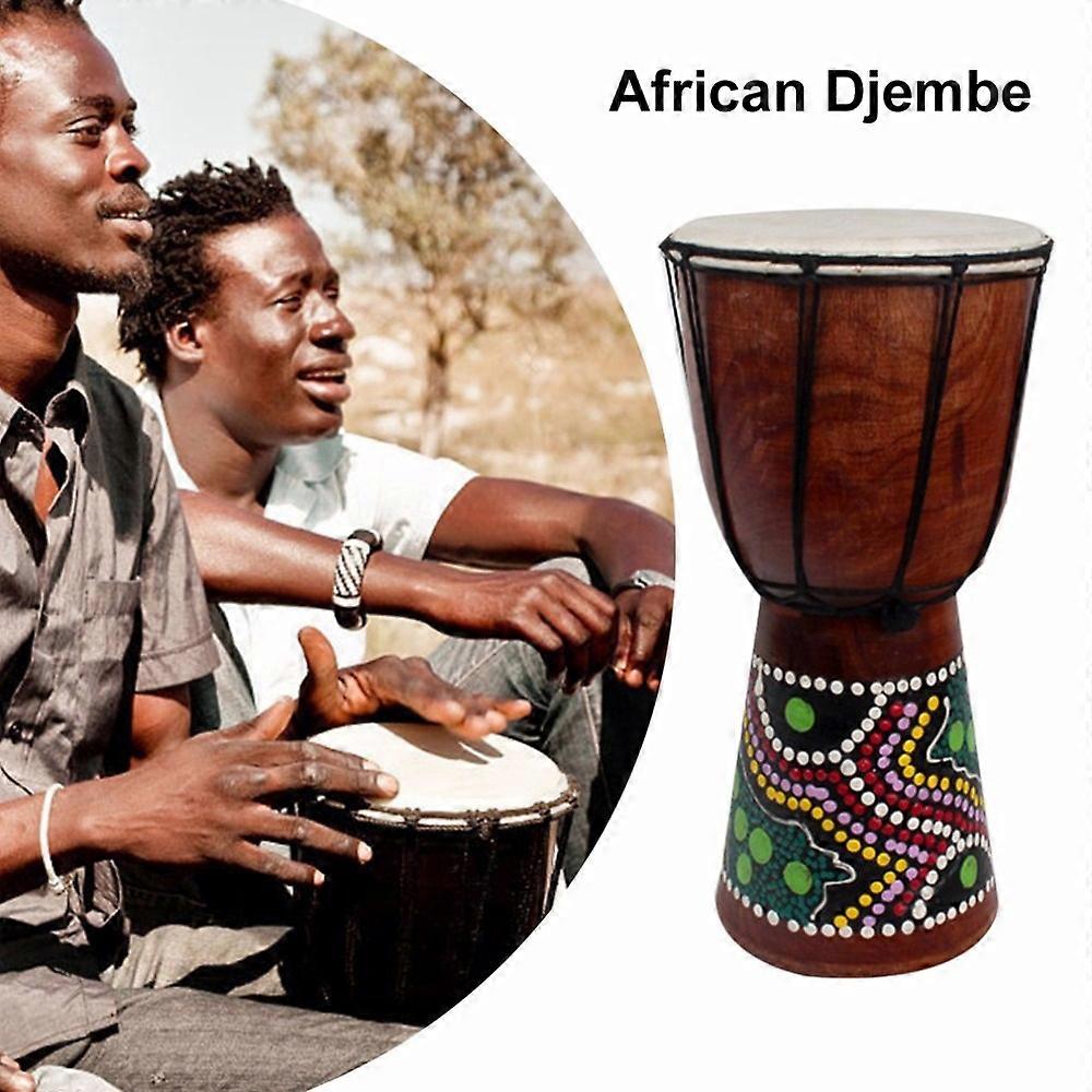 6in طبل Djembe الأفريقي المنحوت يدويا من جلد الماعز الصلب والخشب آلة موسيقية أفريقية تقليدية