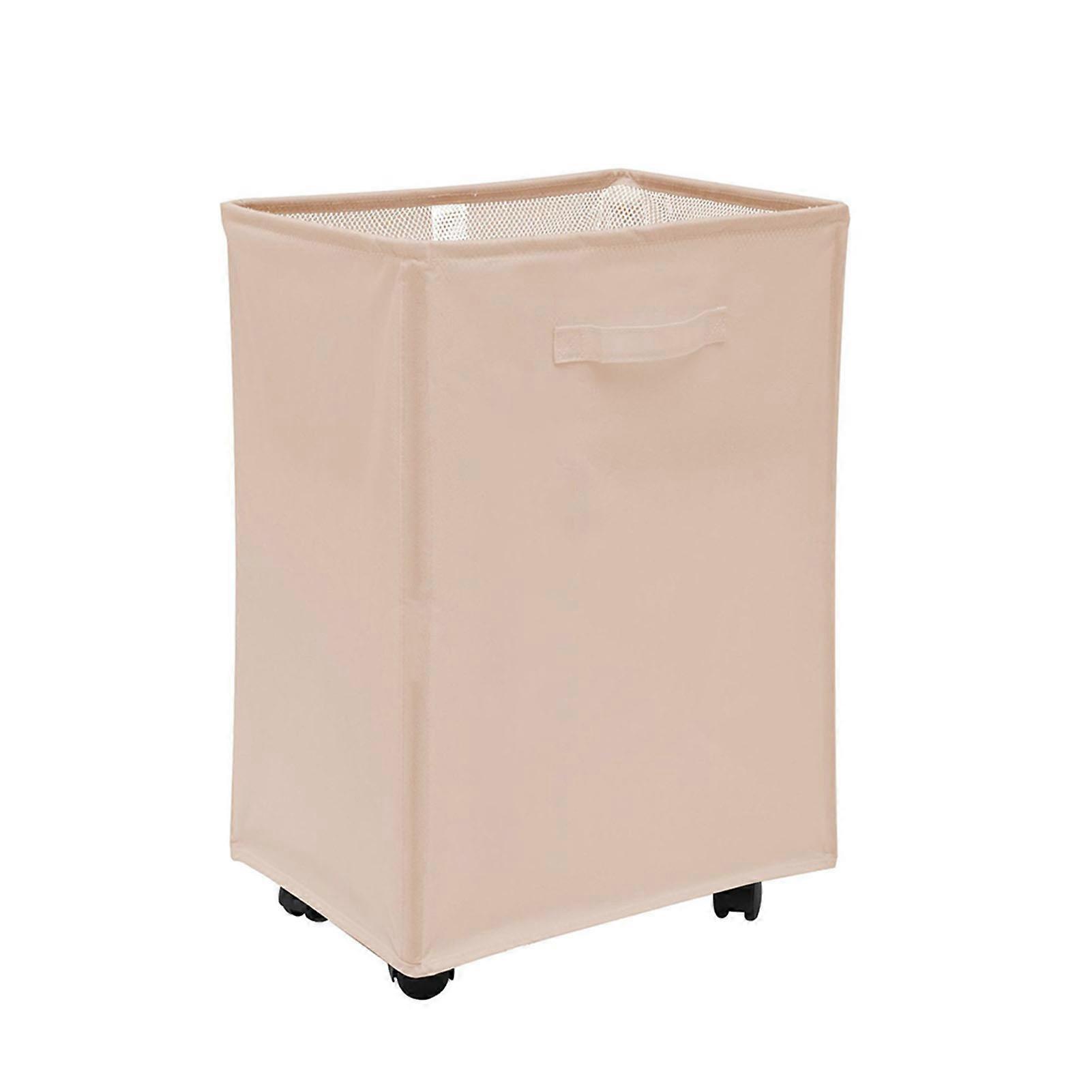 Letter Printed Folding Laundry Basket with Roller Household Dirty Clothes Basket for Dorm Family