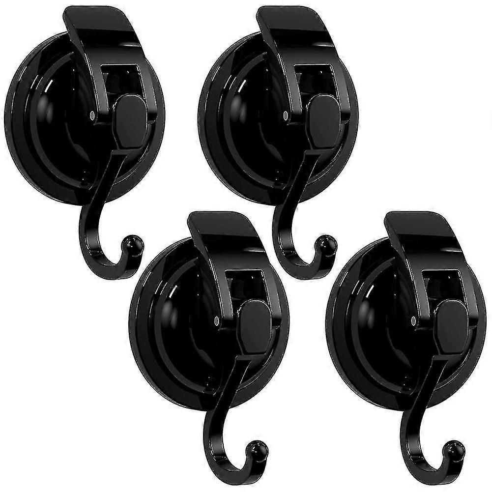 4 Pack Matte Black Heavy-duty Suction Cup Hooks