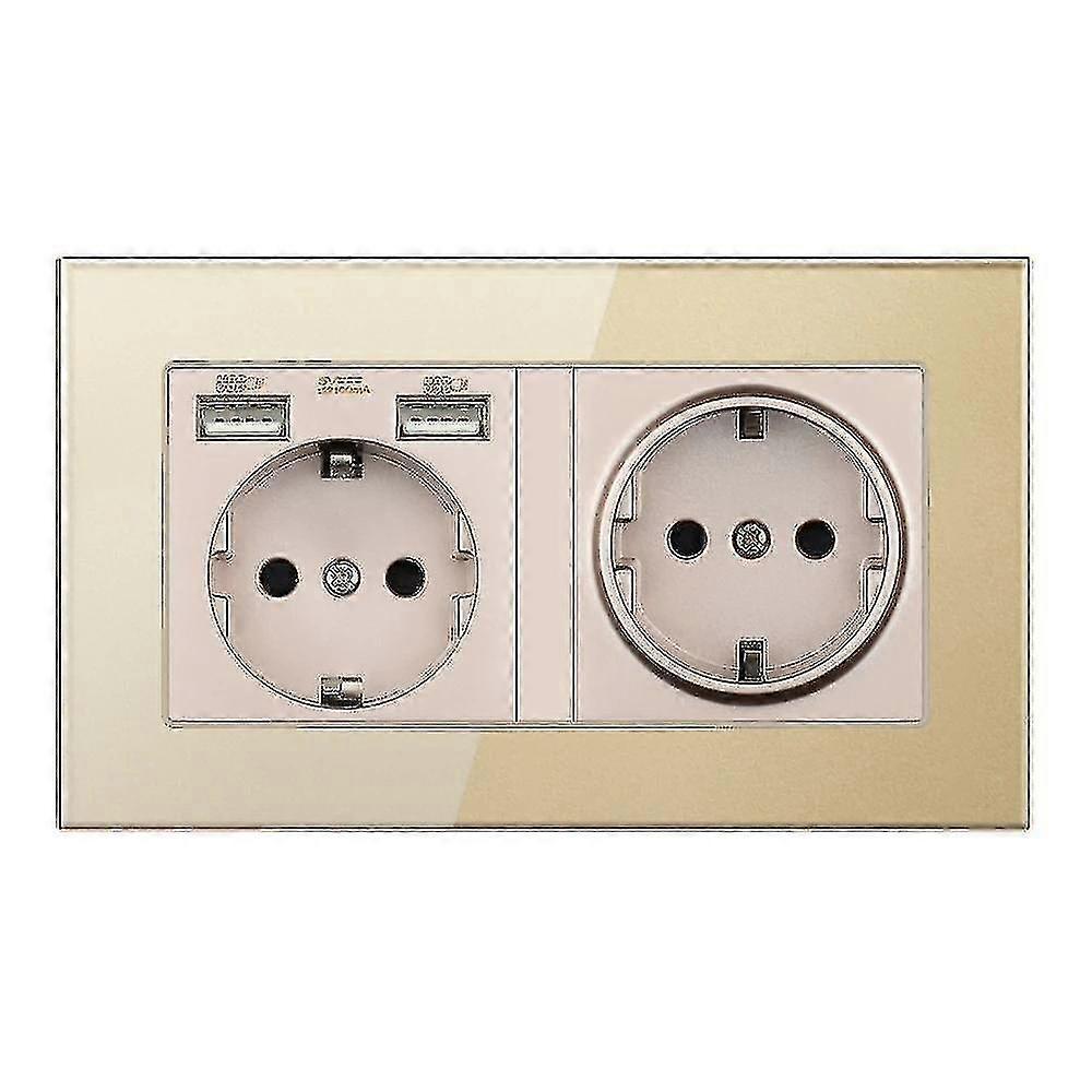 Eu Standard Grounded Electrical Socket With Usb Outlet Strip